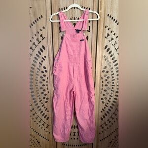 Boston Proper 100% Linen Pink Overalls Crochet Trim